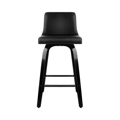 Barstool Now Wooden PU Leather Bar Stool - Black - Set of 2