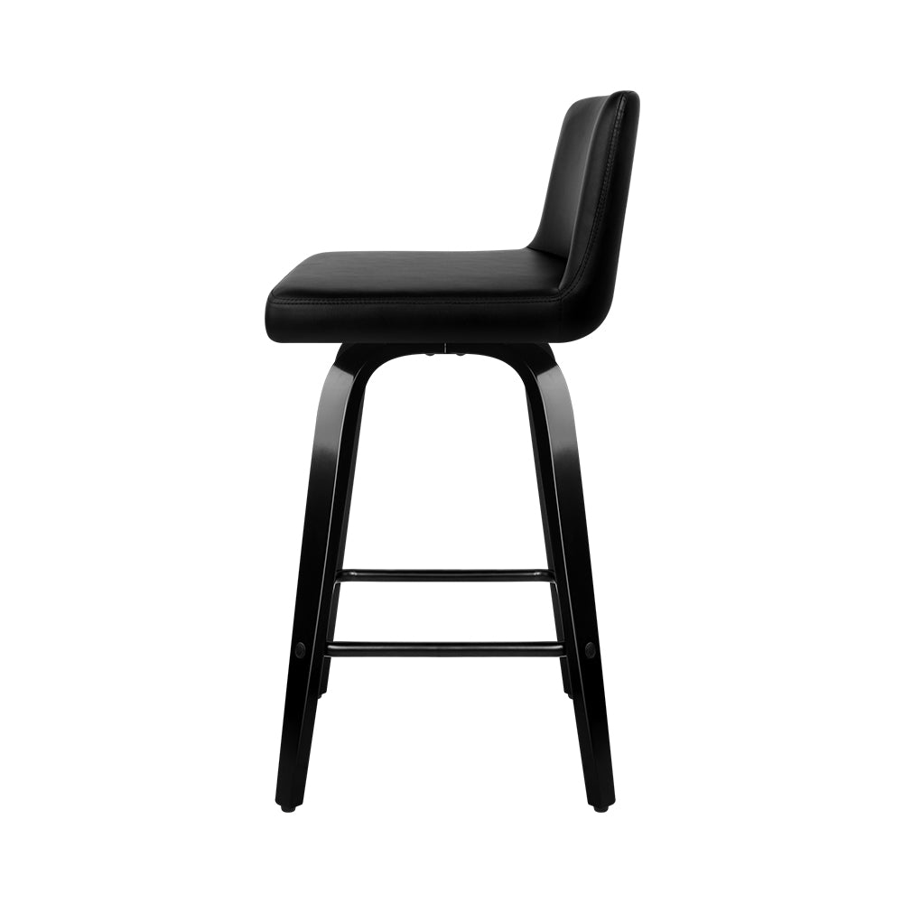 Barstool Now Wooden PU Leather Bar Stool - Black - Set of 2