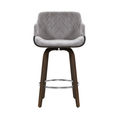 Barstool Now Velvet Bar Stool Swivel - Grey and Wood