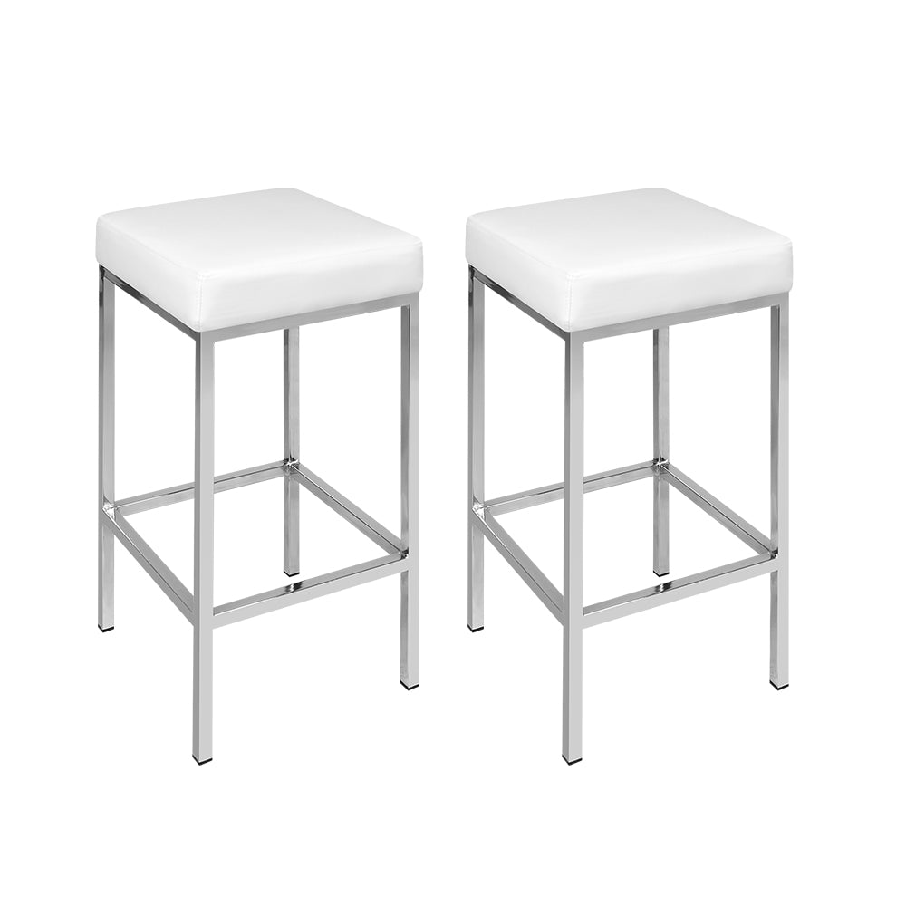 bar stool, seating comfort, design, chrome legs, padded seat, PU leather, contemporary, innovative, quality, footrest, rubber feet, steel structure, chrome finish, easy assembly, white color.