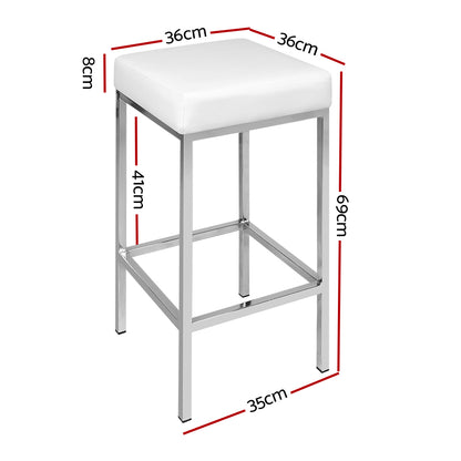 bar stool, seating comfort, design, chrome legs, padded seat, PU leather, contemporary, innovative, quality, footrest, rubber feet, steel structure, chrome finish, easy assembly, white color.