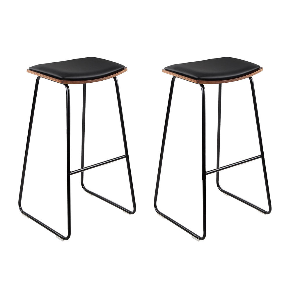 Artiss Set of 2 stools Experience Superior Comfort with the Porter Bar Stool: A Sleek and Minimalist Design for Home and Commercial Spaces- Black and Wood