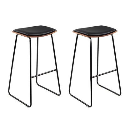 Artiss Set of 2 stools Experience Superior Comfort with the Porter Bar Stool: A Sleek and Minimalist Design for Home and Commercial Spaces- Black and Wood