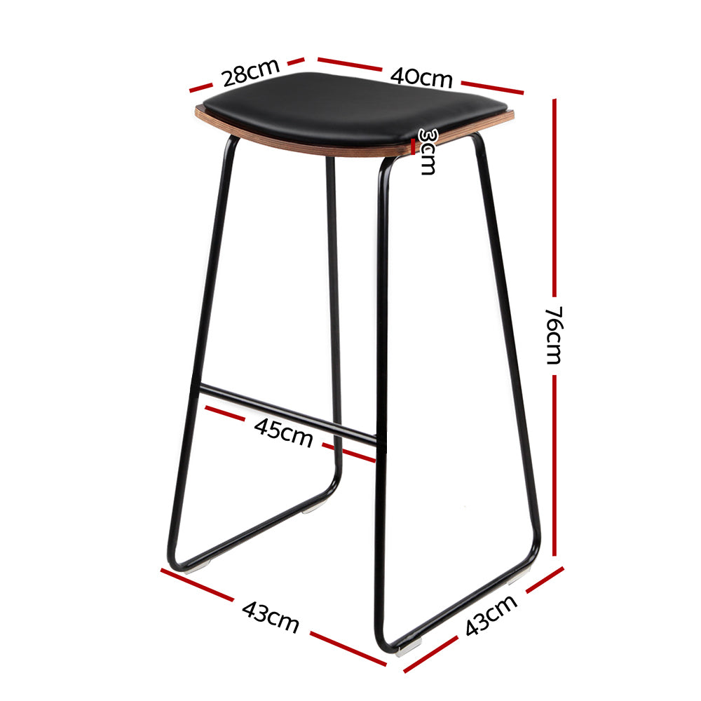 Artiss Set of 2 stools Experience Superior Comfort with the Porter Bar Stool: A Sleek and Minimalist Design for Home and Commercial Spaces- Black and Wood