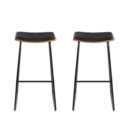 Artiss Set of 2 stools Experience Superior Comfort with the Porter Bar Stool: A Sleek and Minimalist Design for Home and Commercial Spaces- Black and Wood