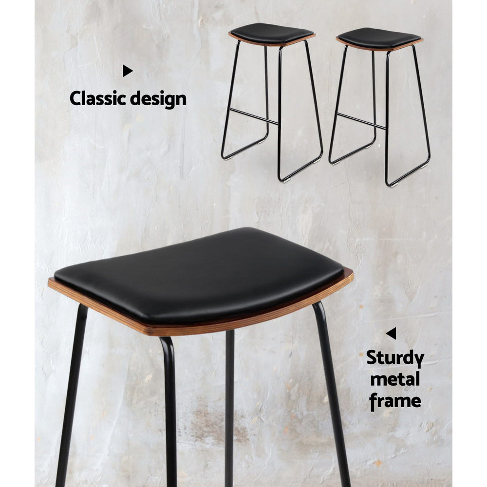 Artiss Set of 2 stools Experience Superior Comfort with the Porter Bar Stool: A Sleek and Minimalist Design for Home and Commercial Spaces- Black and Wood