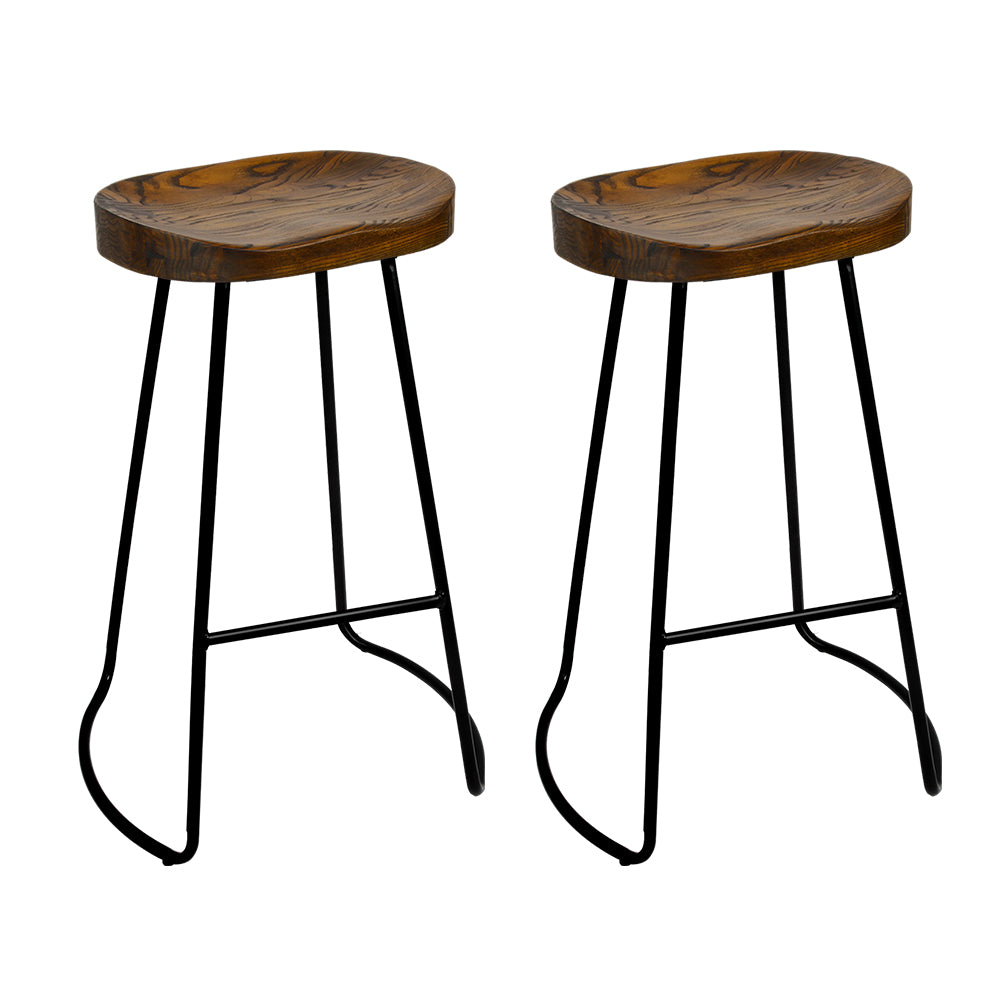 Upgrade Your Space with Artiss Backless Bar Stools: Available in Sets of 2 with Elm Wood and Stylish Black Finish