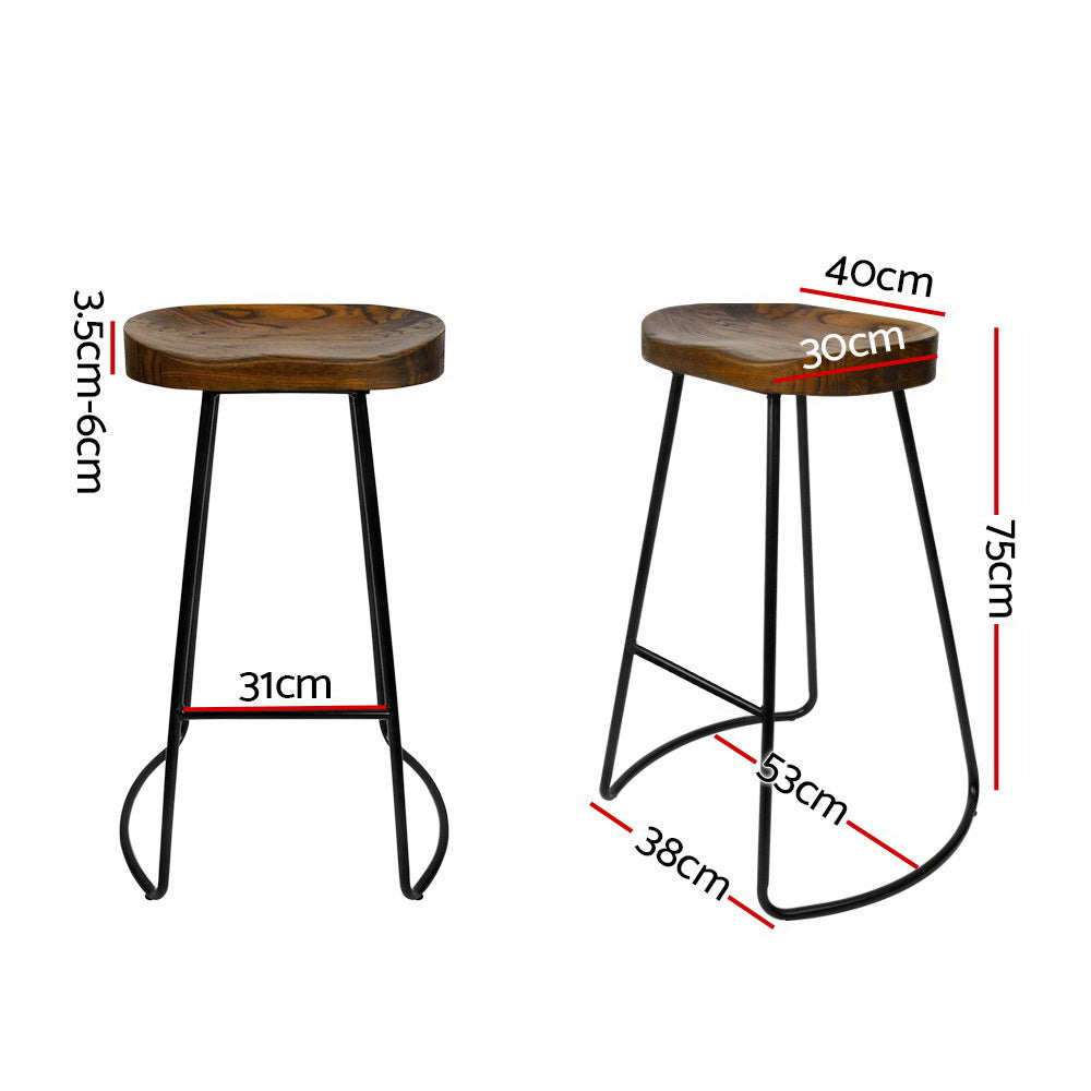 Upgrade Your Space with Artiss Backless Bar Stools: Available in Sets of 2 with Elm Wood and Stylish Black Finish