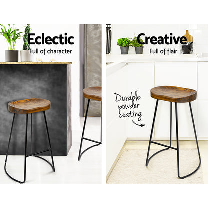 Upgrade Your Space with Artiss Backless Bar Stools: Available in Sets of 2 with Elm Wood and Stylish Black Finish