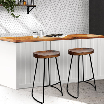 Upgrade Your Space with Artiss Backless Bar Stools: Available in Sets of 2 with Elm Wood and Stylish Black Finish