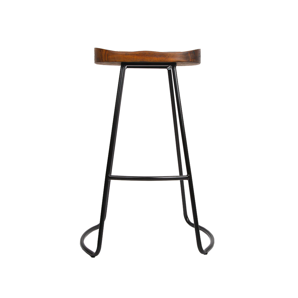 Barstool Now Elm Wood Backless Bar Stools 75cm - Black - Set of 4