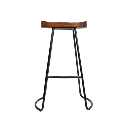 Barstool Now Elm Wood Backless Bar Stools 75cm - Black - Set of 4