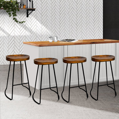 Barstool Now Elm Wood Backless Bar Stools 75cm - Black - Set of 4