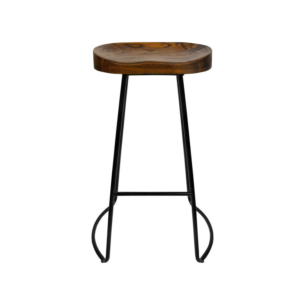 Barstool Now Backless Elm Wood Bar Stools - 65cm, Black/Dark Natural - Set of 4