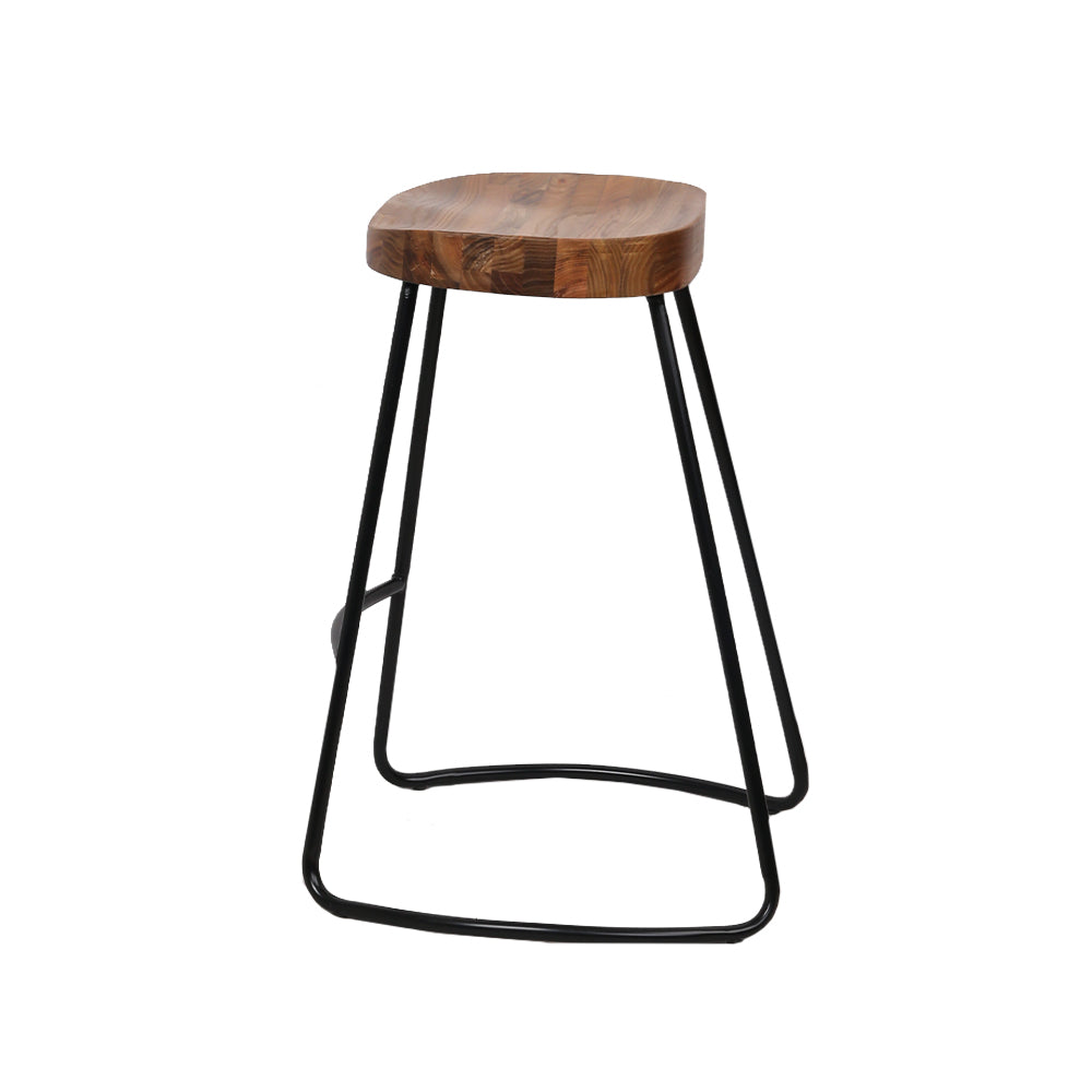 Barstool Now Backless Elm Wood Bar Stools - 65cm, Black/Dark Natural - Set of 4