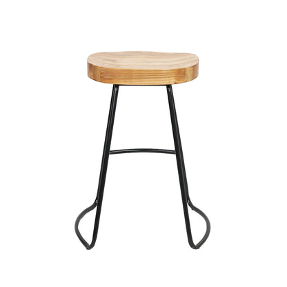 Barstool Now Elm Wood Backless Bar Stools 65cm - Black and Light Natural - Set of 4