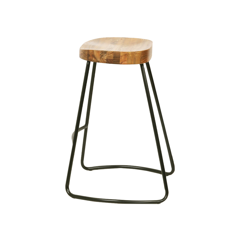 Barstool Now Elm Wood Backless Bar Stools 65cm - Black and Light Natural - Set of 4