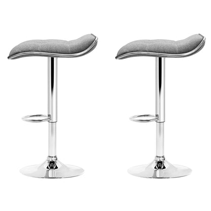 Artiss Set of 2 Fabric Bar Stools Swivel Bar Stools- Grey Chrome "Adjustable Bar Stools with Steel Footrest and Soft Seat for Comfortable Seating"