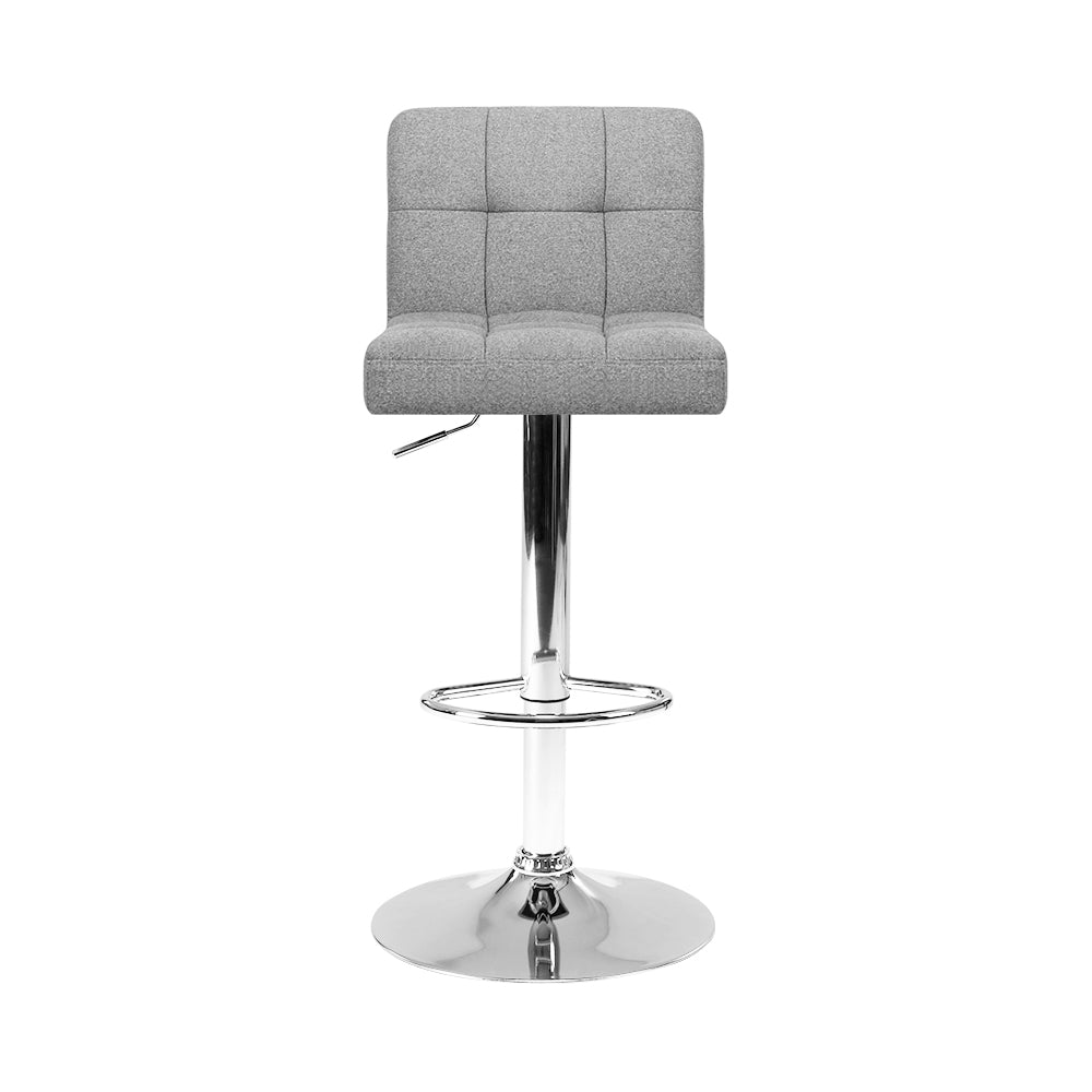 Artiss Set of 2 Fabric Swivel Bar Stools - Grey "Modern Adjustable Height Leather Bar Stools with Handy Armrest and Floor Protectors"