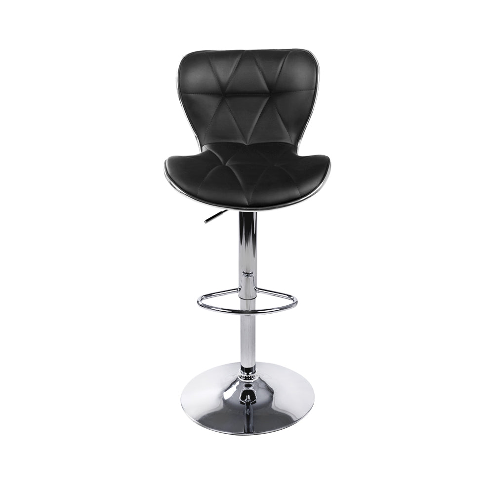 Barstool Now PU Leather Patterned Bar Stools - Black and Chrome - Set of 2