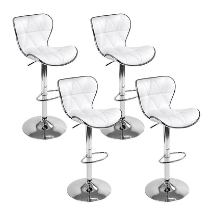 Artiss Set of 4 PU Leather Patterned Bar Stools - White and Chrome