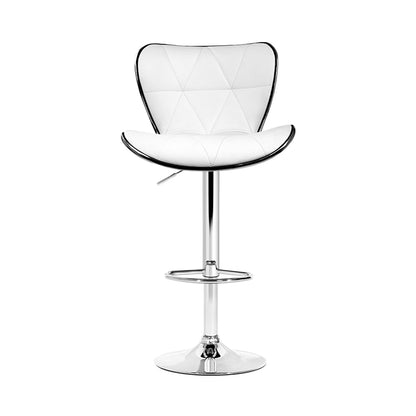 Barstool Now PU Leather Patterned Bar Stools - White and Chrome - Set of 4