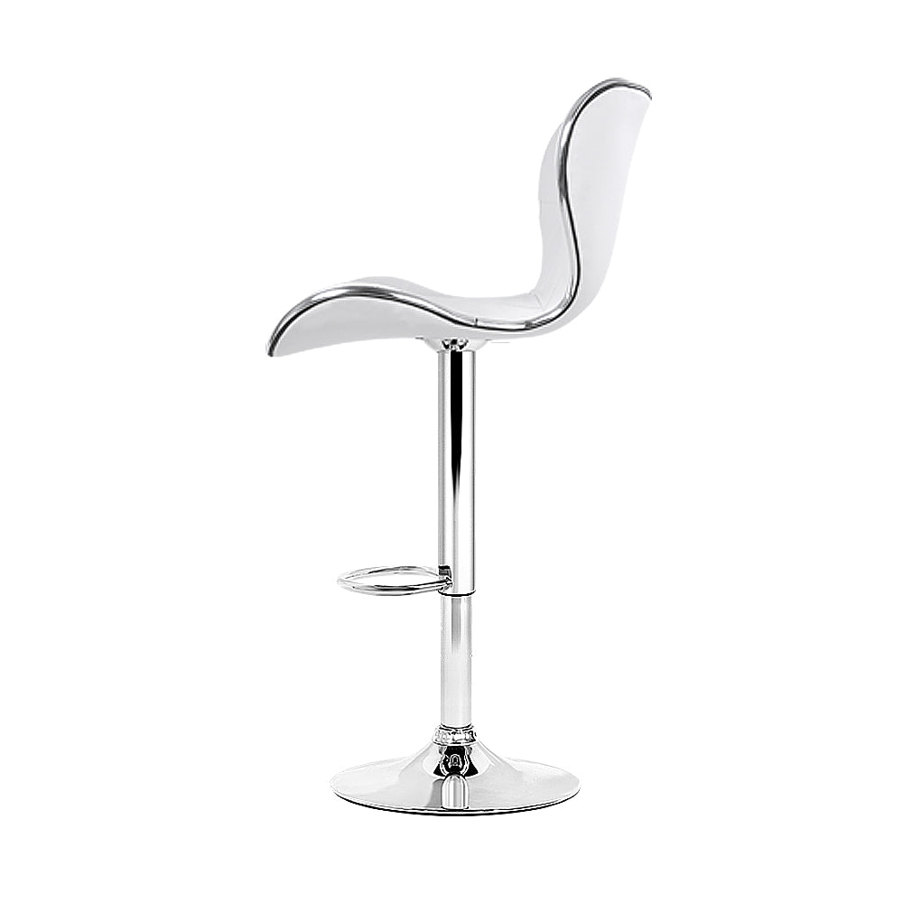 Barstool Now PU Leather Patterned Bar Stools - White and Chrome - Set of 4