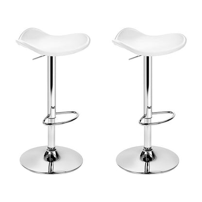 Artiss Set of 2 Gas Lift Bar Stools PU Leather - White and Chrome "Modern Adjustable PU Leather Swivel Stool with Anti-Slip Floor Protector for Stylish Living Spaces"