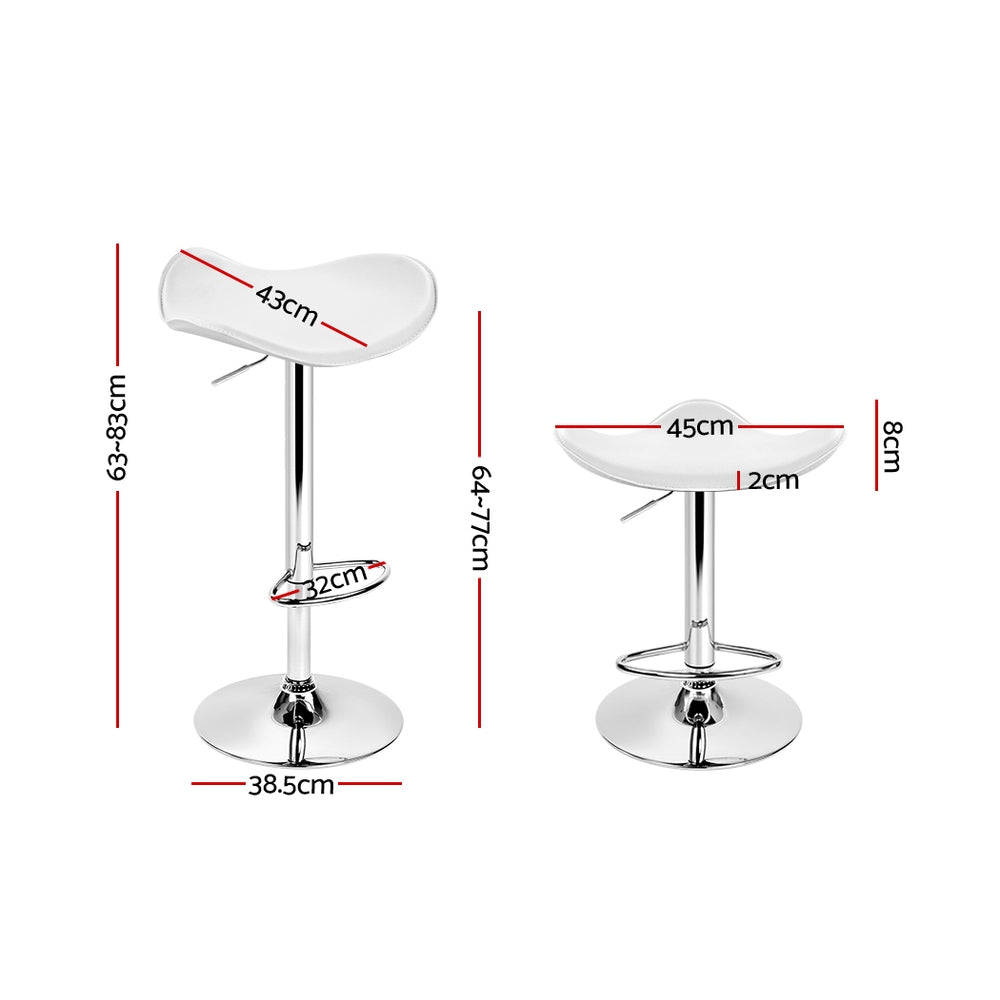 Artiss Set of 2 Gas Lift Bar Stools PU Leather - White and Chrome "Modern Adjustable PU Leather Swivel Stool with Anti-Slip Floor Protector for Stylish Living Spaces"