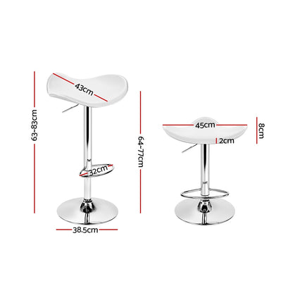 Artiss Set of 2 Gas Lift Bar Stools PU Leather - White and Chrome "Modern Adjustable PU Leather Swivel Stool with Anti-Slip Floor Protector for Stylish Living Spaces"