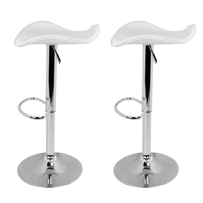 Artiss Set of 2 Gas Lift Bar Stools PU Leather - White and Chrome "Modern Adjustable PU Leather Swivel Stool with Anti-Slip Floor Protector for Stylish Living Spaces"