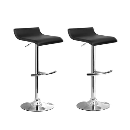 Artiss Set of 2 PU Leather Wave Style Bar Stools - Black  Available in white and black, this bar stool complements your home decor and adds a touch of class to its inherent charisma. 