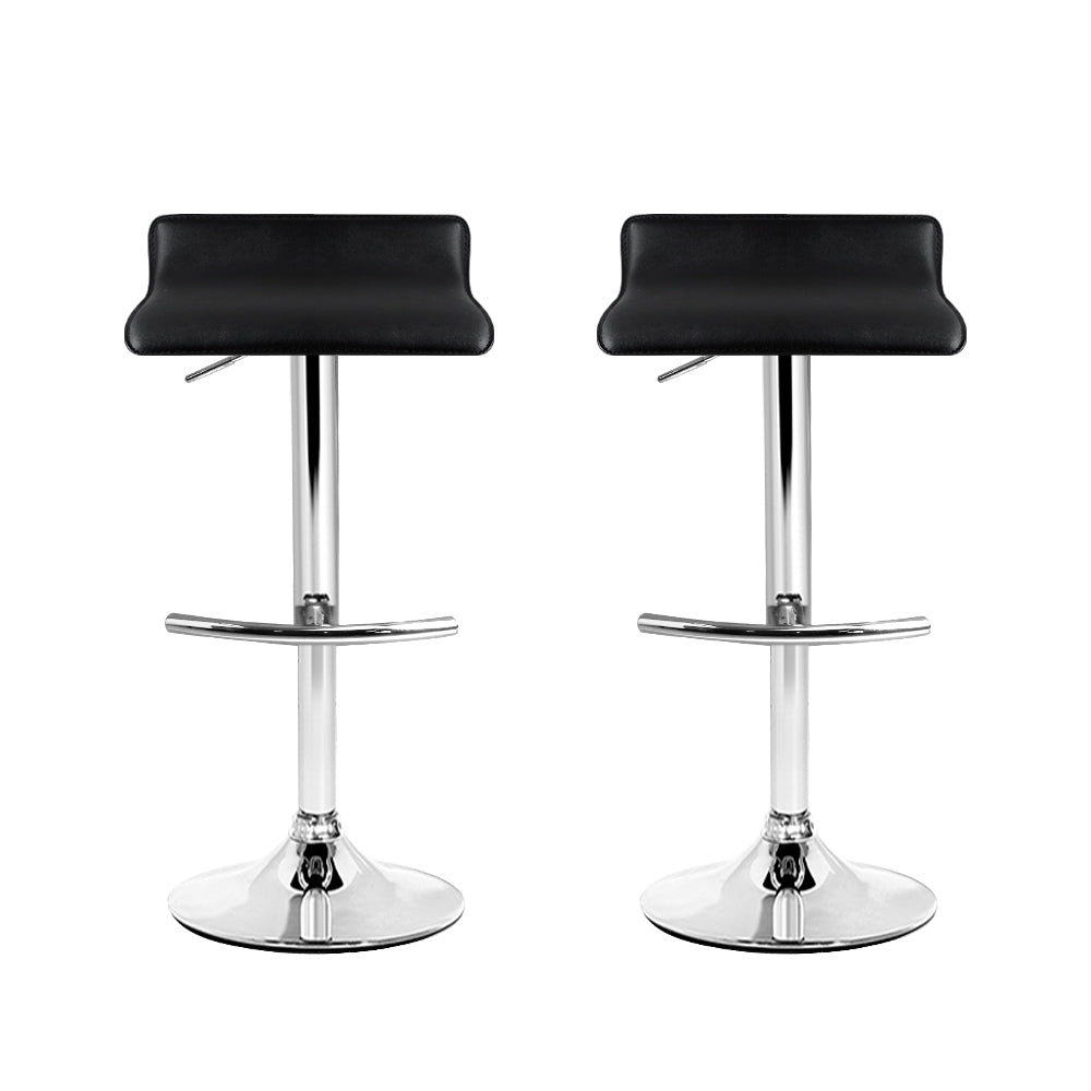 Artiss Set of 2 PU Leather Wave Style Bar Stools - Black  Available in white and black, this bar stool complements your home decor and adds a touch of class to its inherent charisma. 