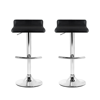 Artiss Set of 2 PU Leather Wave Style Bar Stools - Black  Available in white and black, this bar stool complements your home decor and adds a touch of class to its inherent charisma. 