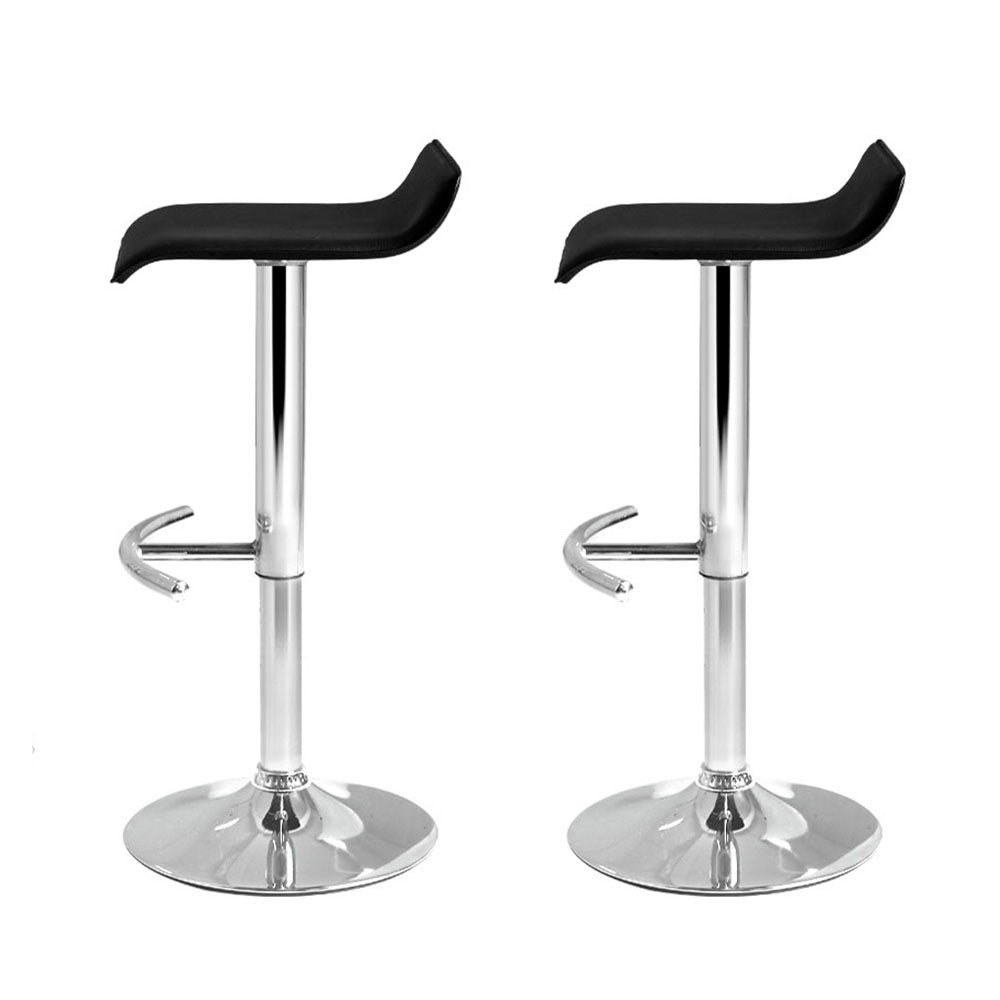 Artiss Set of 2 PU Leather Wave Style Bar Stools - Black  Available in white and black, this bar stool complements your home decor and adds a touch of class to its inherent charisma. 