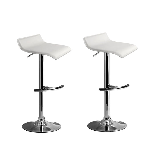 Artiss Set of 2 PU Leather Wave Style Bar Stools - White  bar stool, kitchen stool, home decor, PU leather, adjustable height, metal base, floor protector, comfortable seating, modern style, black and white, swivel seat, sturdy footrest, catchups, classy design.