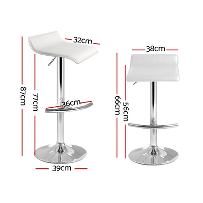 Artiss Set of 2 PU Leather Wave Style Bar Stools - White  bar stool, kitchen stool, home decor, PU leather, adjustable height, metal base, floor protector, comfortable seating, modern style, black and white, swivel seat, sturdy footrest, catchups, classy design.