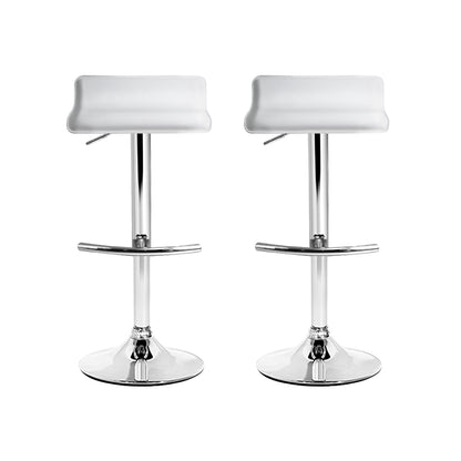 Artiss Set of 2 PU Leather Wave Style Bar Stools - White  bar stool, kitchen stool, home decor, PU leather, adjustable height, metal base, floor protector, comfortable seating, modern style, black and white, swivel seat, sturdy footrest, catchups, classy design.