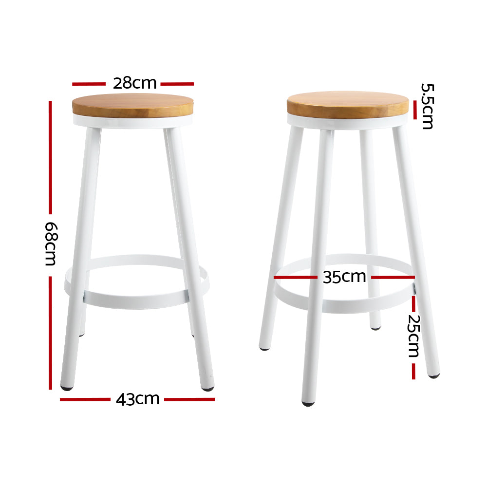 Barstool Now Wooden Stackable Bar Stools - White and Wood - Set of 2