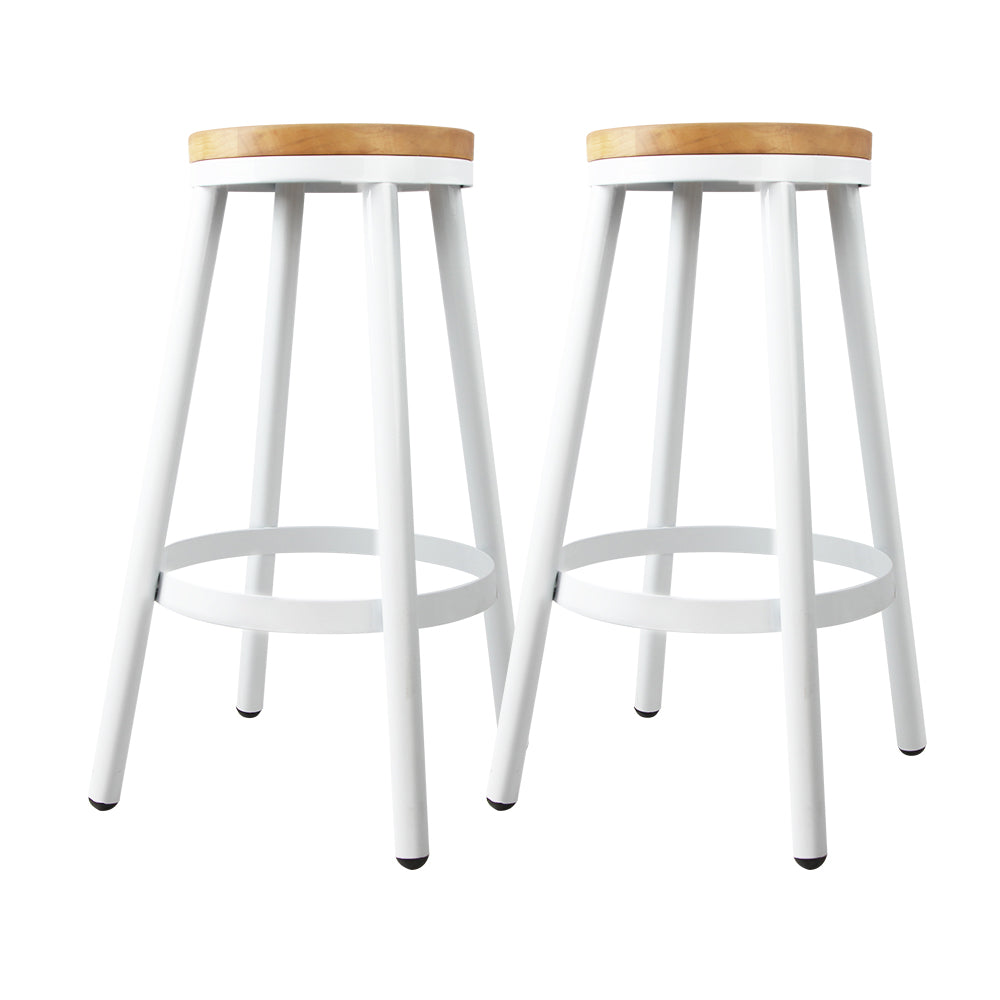 Barstool Now Wooden Stackable Bar Stools - White and Wood - Set of 2