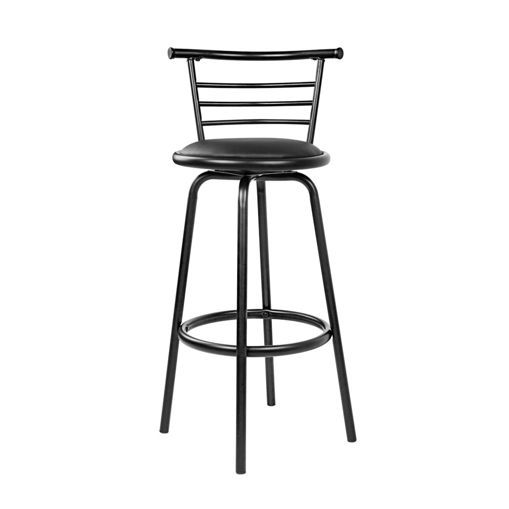 Set of 2, swivel bar stools, black, kitchen, dining, bar counter, commercial space, style, comfort, PU leather, steel body, 360-degree swivel seat, curved backrest, high resilience foam, tubular steel, heavy-duty footrest.