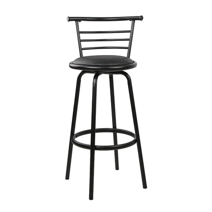 Barstool Now PU Leather Bar Stools - Black and Steel - Set of 4