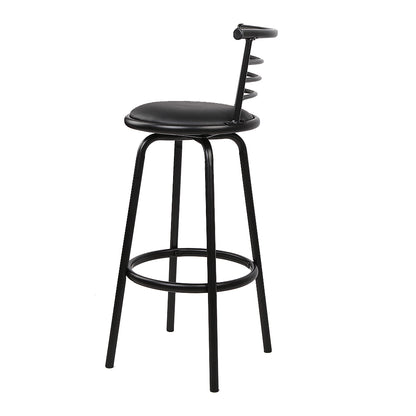 Barstool Now PU Leather Bar Stools - Black and Steel - Set of 4