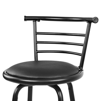 Barstool Now PU Leather Bar Stools - Black and Steel - Set of 4