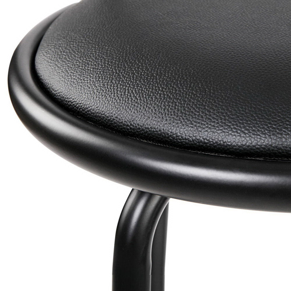 Barstool Now PU Leather Bar Stools - Black and Steel - Set of 4