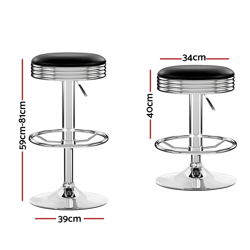 Barstool Now PU Leather Backless Bar Stools - Black and Chrome - Set of 4