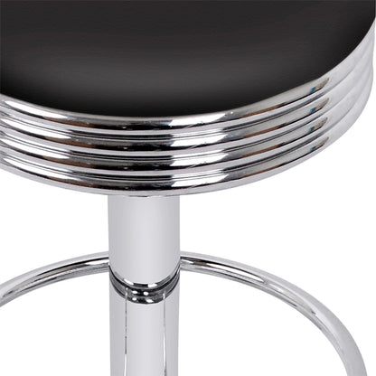 Barstool Now PU Leather Backless Bar Stools - Black and Chrome - Set of 4