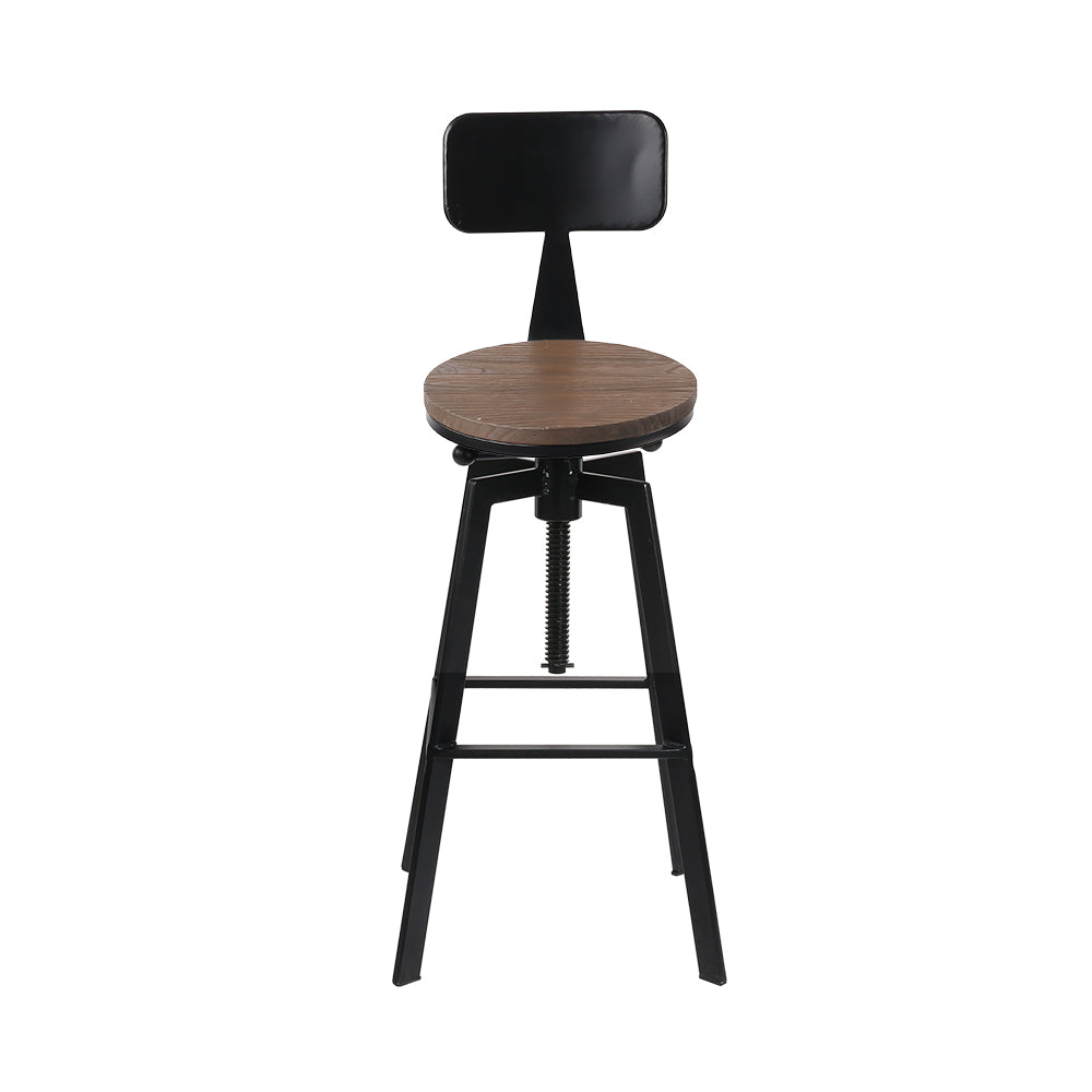 Artiss Rustic Angus Bar Stool: A Stylish and Comfortable Industrial Design with Premium Elm Wood Seat and Adjustable Height- Black and Wood