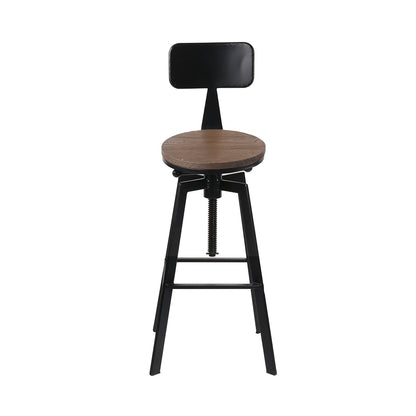 Artiss Rustic Angus Bar Stool: A Stylish and Comfortable Industrial Design with Premium Elm Wood Seat and Adjustable Height- Black and Wood