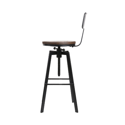 Artiss Rustic Angus Bar Stool: A Stylish and Comfortable Industrial Design with Premium Elm Wood Seat and Adjustable Height- Black and Wood